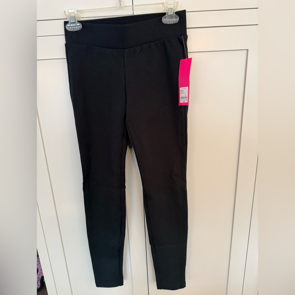 Lilly Pulitzer Black Mia Leggings with back pockets, gold hardware Sz XS NWT